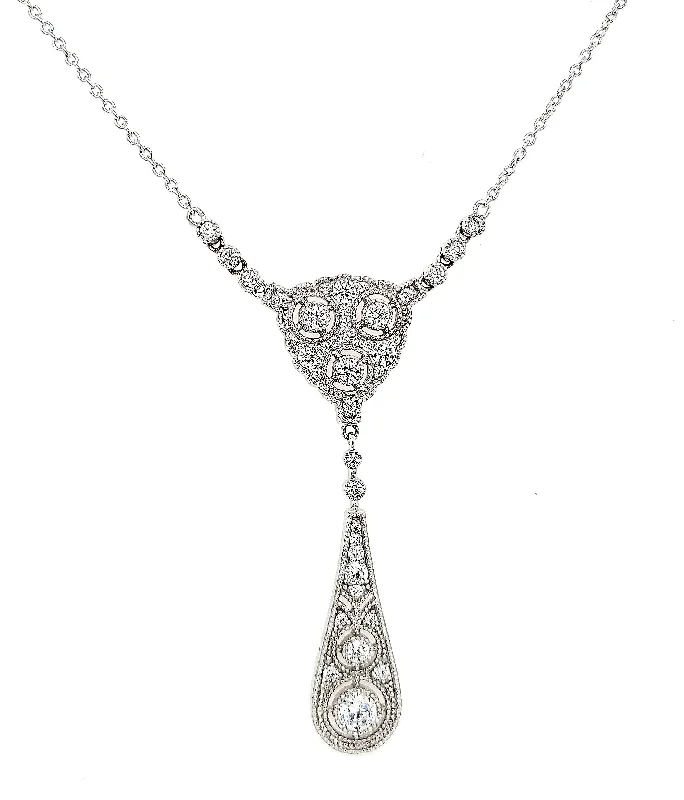 Trendy Beaded Necklaces For Summer Vibes-MICRO PAVE 925 STERLING SILVER NECKLACE RHODIUM PLATING WITH CUBIC ZIRCONIA