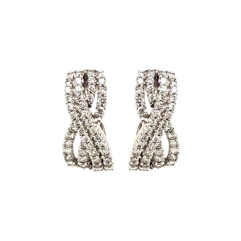 Elegant Silver Earrings For Special Occasions-14k White Gold 1.00ctw Diamond Earrings