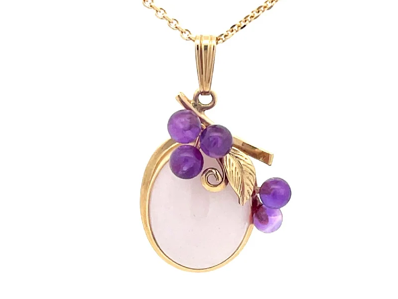 Boho Style Necklaces For Free Spirits-Mings Lavender Jade and Purple Amethyst Necklace in 14k Yellow Gold