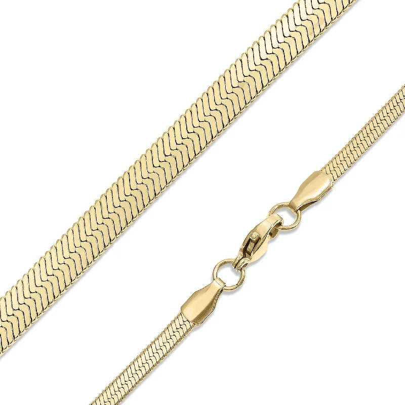 Simple Chain Necklaces For Everyday Wear-18K Gold PVD Stainless Steel Herringbone Chain Necklace / CHN9771