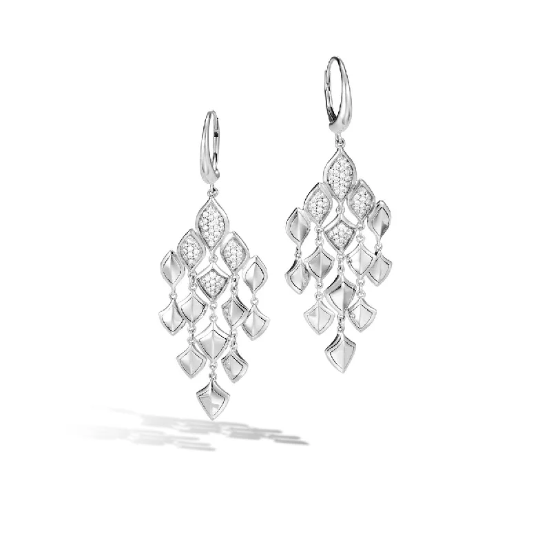 Statement Hoop Earrings For Casual Wear-Legends Naga Silver Diamond Pave Earrings