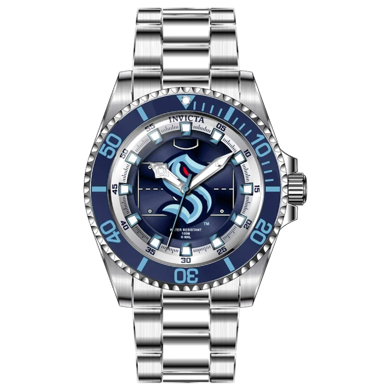 Watches For Kids-Invicta Women's Watch - NHL Seattle Kraken Blue and Black Dial Silver Tone Case | 42212