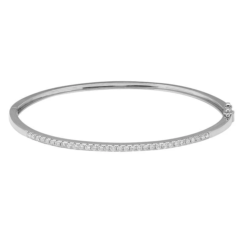 Bangles With Bold Patterns-14K White Gold 1/2ct Diamond Bangle Bracelet