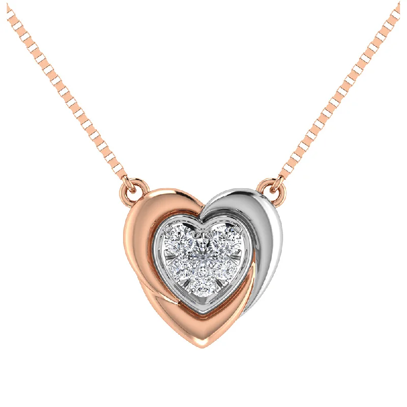 Classic Bead Necklaces For Everyday Fashion-10K Two Tone 1/6.Tw. Diamond Heart Necklace