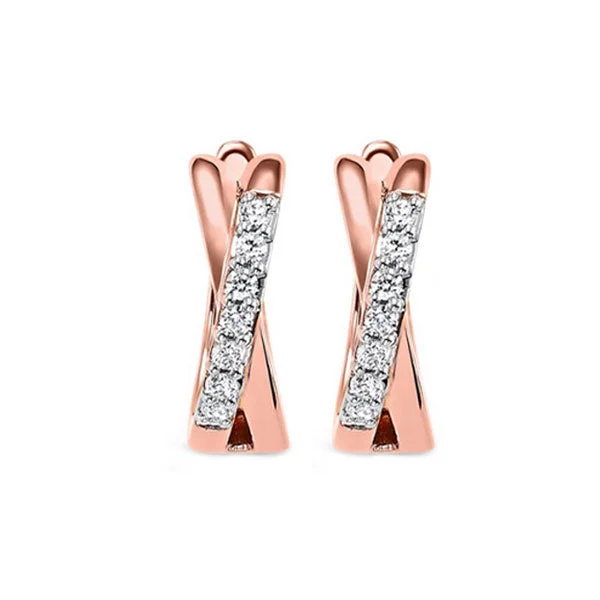 Geometric Earrings For Contemporary Style-10K Rose Gold Diamond Hoop Earrings