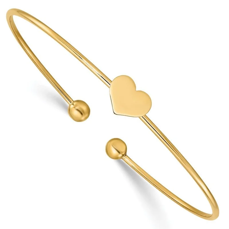 Bangles With Simple Touch-14K Polished Heart Flexible Bangle