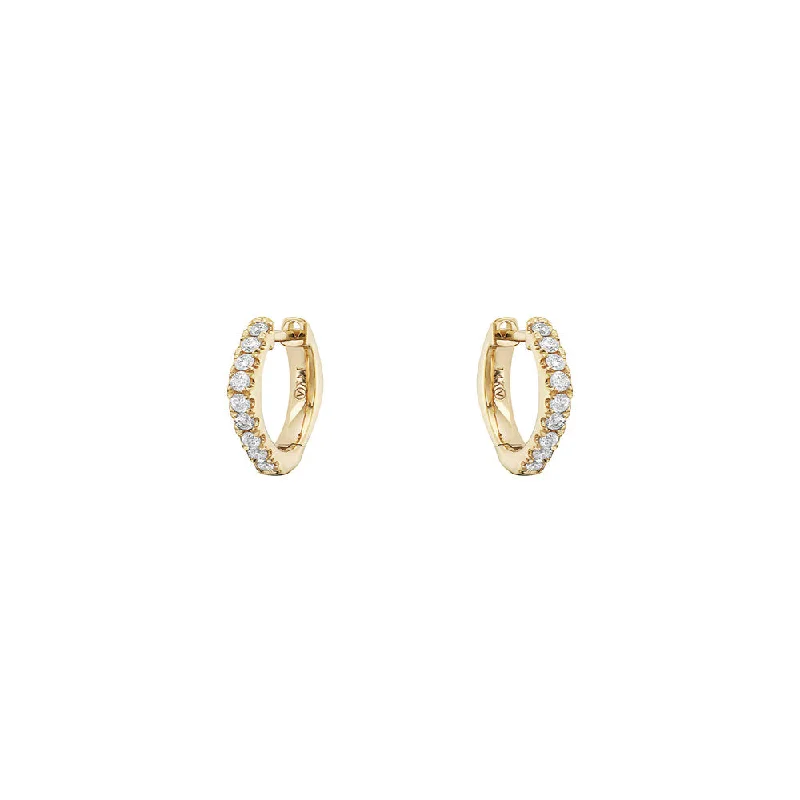 Stylish Hoop Earrings For Casual Looks-14 Karat Yellow Gold Square Diamond Huggie Earrings