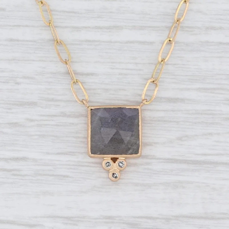 Personalized Crystal Bar Necklaces For Special Occasions-New Nina Nguyen Ariana Pendant Necklace Druzy Quartz Diamond 18k Gold 17.5"