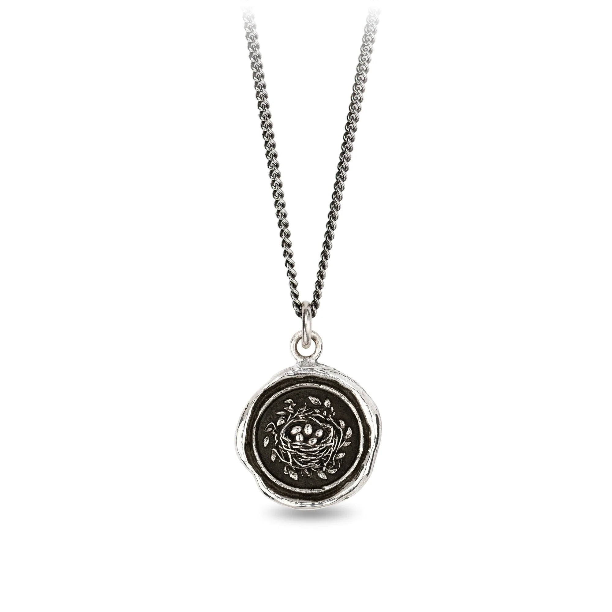 Beautiful Bead Necklaces For Summer Fashion-Pyrrha Sterling Silver "Safe and Sound" Talisman 18 Inch Curb Chain Necklace