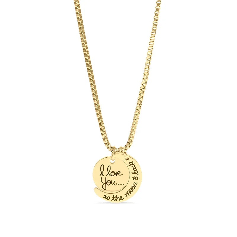 Sparkling Heart Necklaces For Romantic Gifts-18K Gold PVD Stainless Steel "I Love You To The Moon and Back" Necklace / NKJ9029