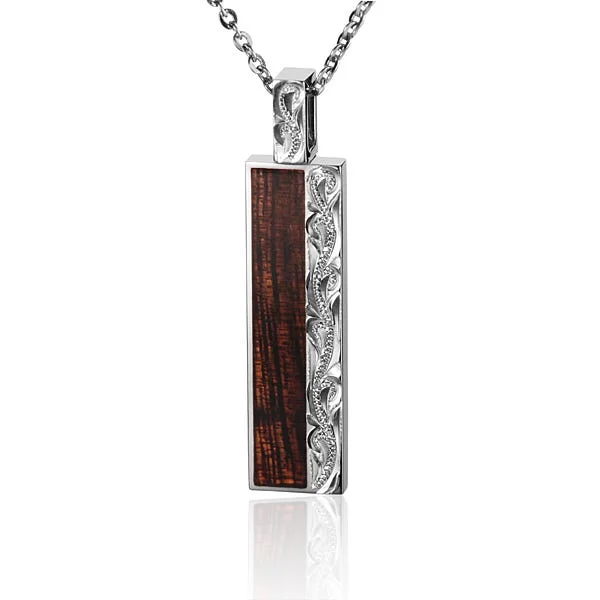 Classic Chain Necklaces For Every Occasion-Sterling Silver Koa Wood Hawaii Pendant 18" Necklace