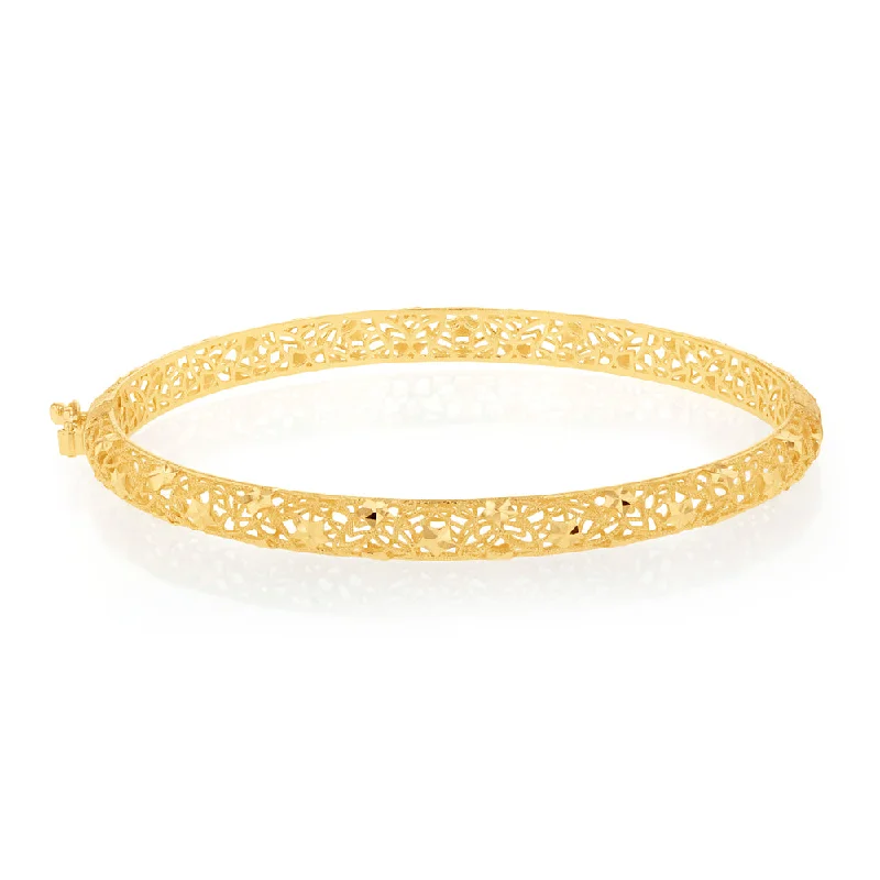 Bangles For Cocktail Parties-9ct Yellow Gold Fancy Mesh 65mm Bangle