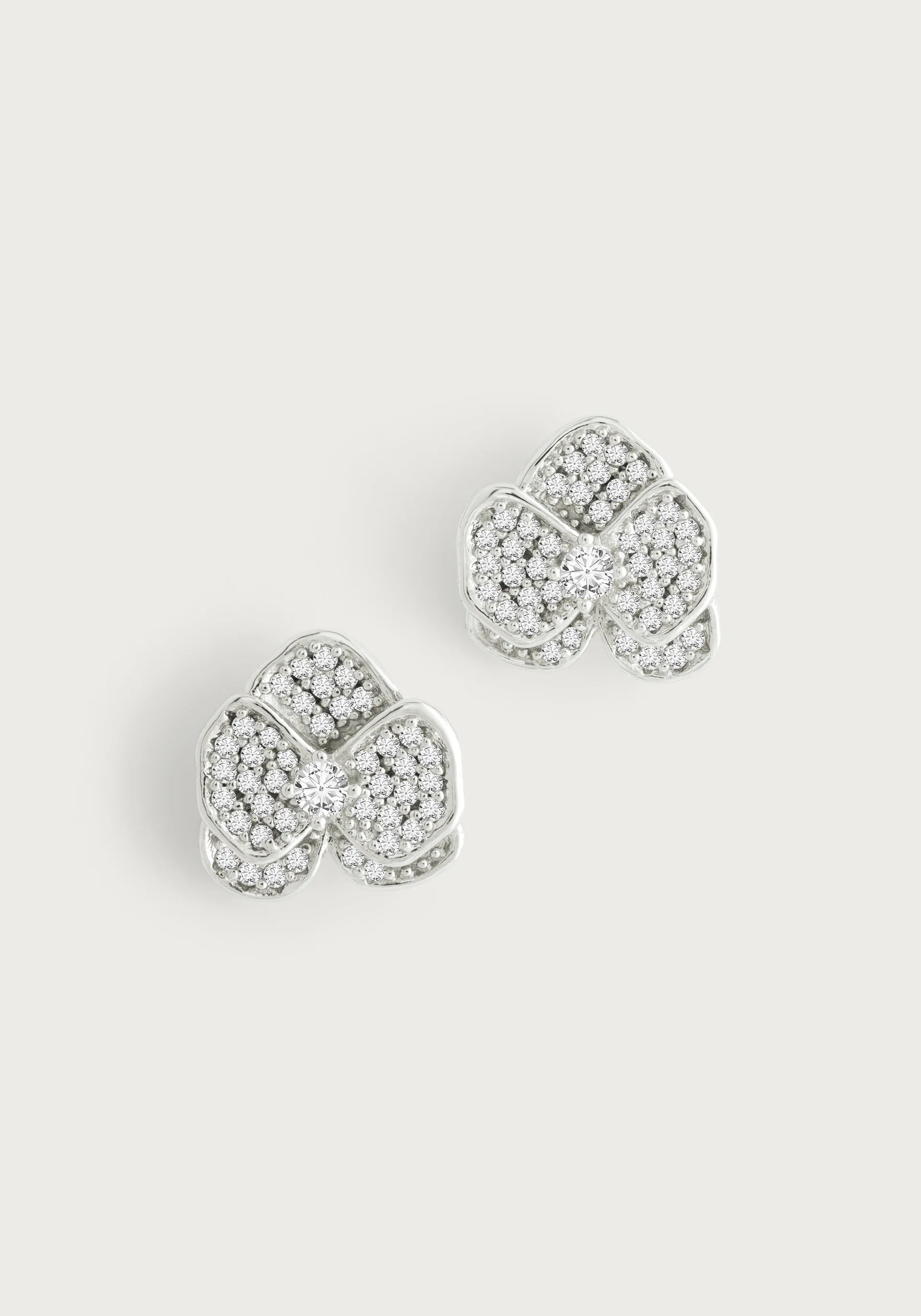 Modern Hoop Earrings For Trendy Looks-Orchid White Pavé Stud Earrings, Silver