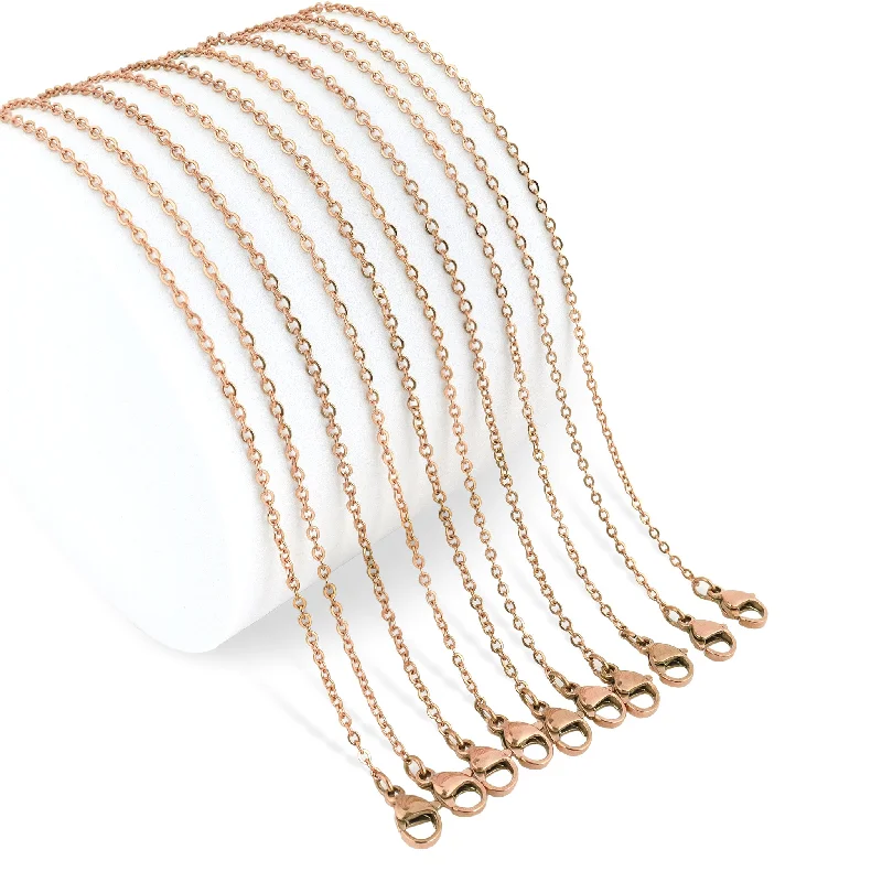 Elegant Swarovski Crystal Necklaces For Brides-10 Pack - Rose Gold 20" Stainless Steel Loop Chain Necklace / CHN3011