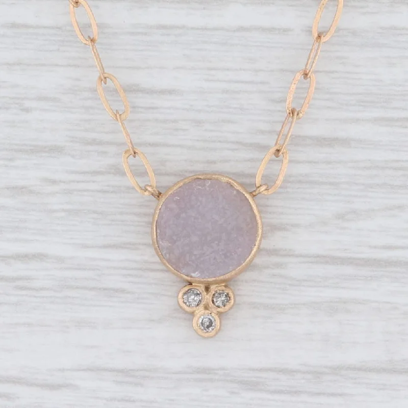 Long Necklaces For Evening Wear-New Nina Nguyen Chloe Pendant Necklace Druzy Quartz Diamond 18k Gold 16.5"