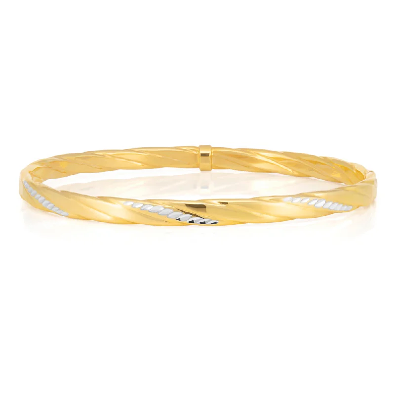 Bangles For Evening Parties-9ct Gold Filled Diamond Cut Bangle