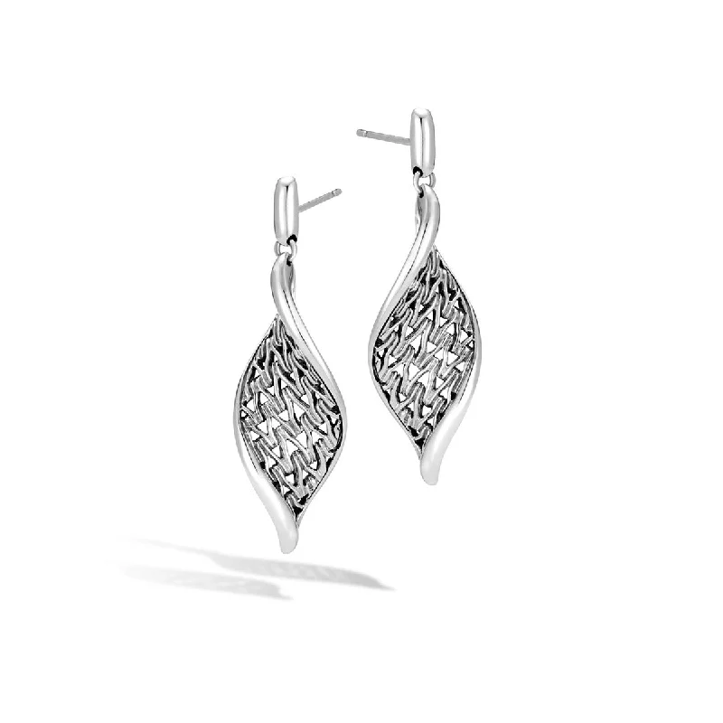 Unique Pearl Earrings For Timeless Style-Classic Chain Wave Silver Drop Earrings