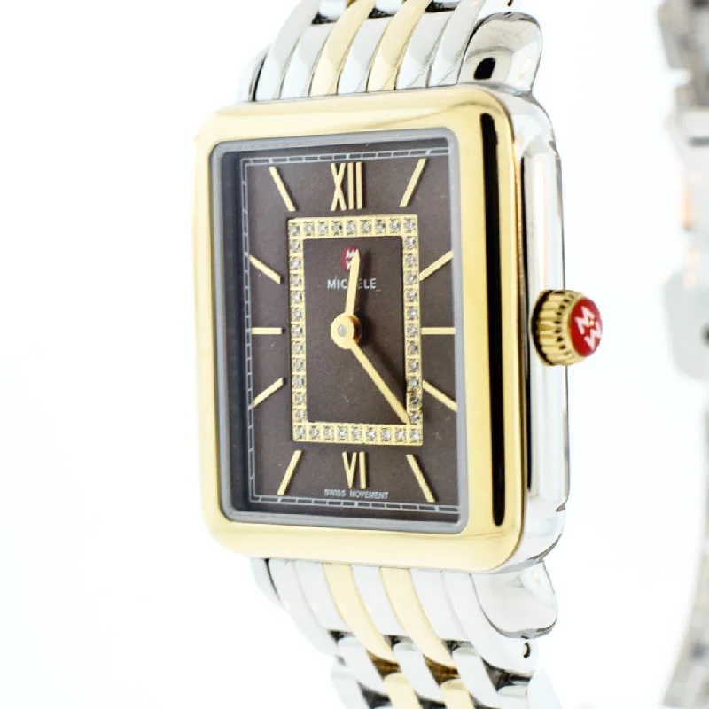 Watches With Textured Finish-Deco ll Mid Two-Tone, Cocoa Diamond Dial Watch