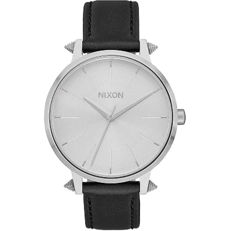 Watches For Festive Seasons-Nixon Women's Quartz Watch - Kensington Silver Dial Leather Strap SS Case | A1083149