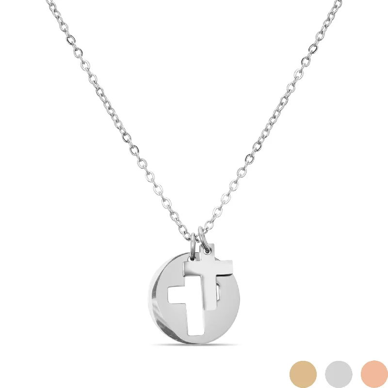 Vintage Style Necklaces For Retro Looks-18K Gold PVD Stainless Steel PVD Cross Cutout Necklace / SBB0311