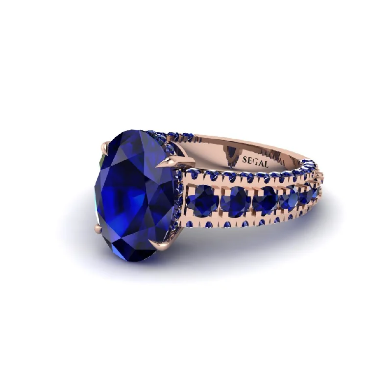 Custom Promise Rings For Personalized Style-4ct Oval Cut Sapphire Pave Engagement Ring - Selah No. 74