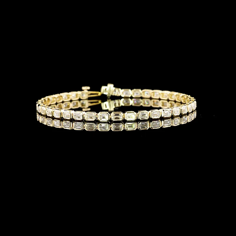 Bracelets With Chakra Stones-14K Yellow Gold Lab Grown Emerald Diamond Tennis Bracelet BC906