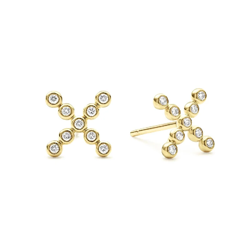 Elegant Silver Earrings For Special Occasions-Diamond X Stud Earrings