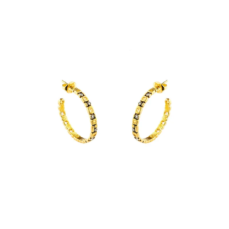 Personalized Earrings For Special Moments-18 Karat Yellow gold Micro Windows large hoop earrings with diamonds