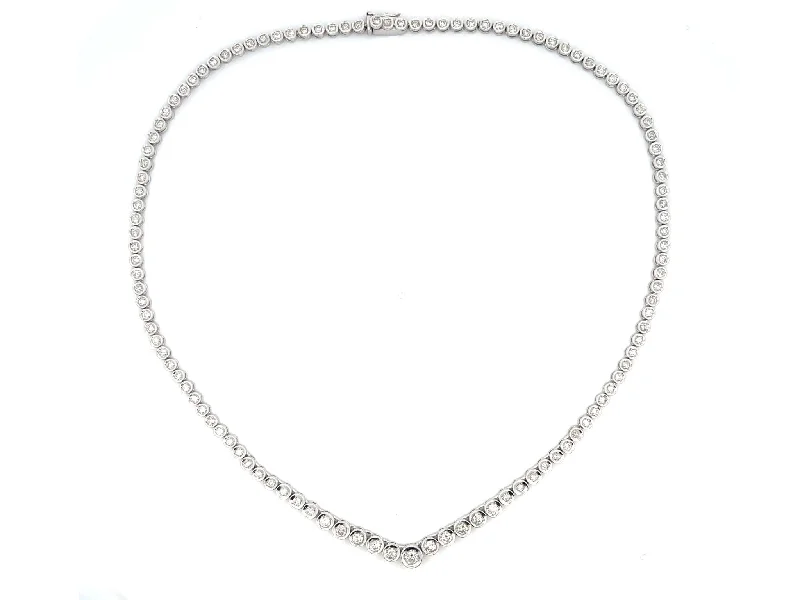 Modern Chain Necklaces For Trendy Style-Eternity Diamond Necklace In Platinum