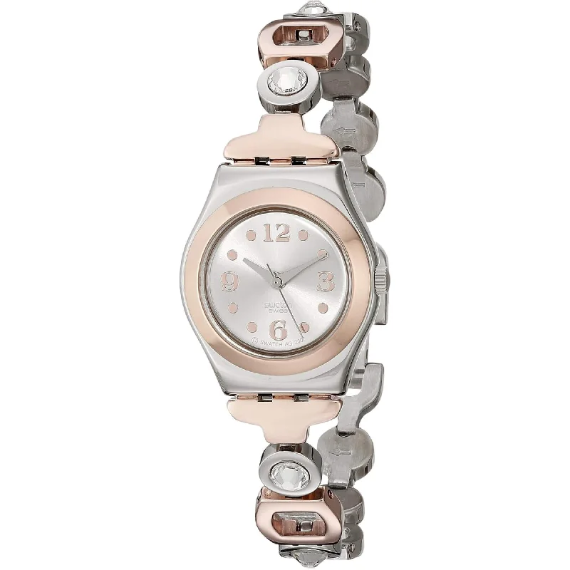 Watches For Business Meetings-Swatch Women's Watch - Lady Passion Silver Dial Two Tone Steel Bracelet | YSS234G