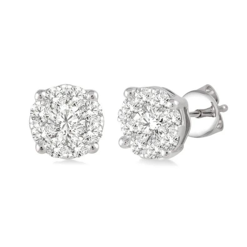 Elegant Dangle Earrings For Elegant Events-1/2 Ctw Lovebright Round Cut Diamond Stud Earrings in 14K White Gold