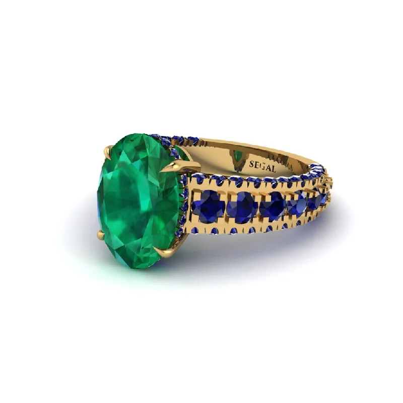 Personalized Wedding Bands For Special Occasions-4ct Oval Cut Emerald Pave Engagement Ring - Selah No. 64