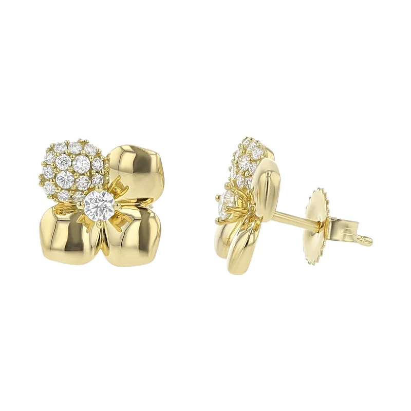 Trendy Square Earrings For Bold Looks-Enchanted Garden Diamond Petal Stud Earrings