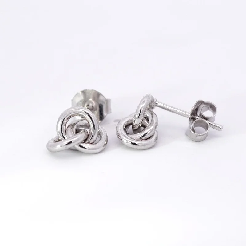 Trendy Resin Earrings For Creative Styles-Sterling Silver Love Knot Earrings UES-187684