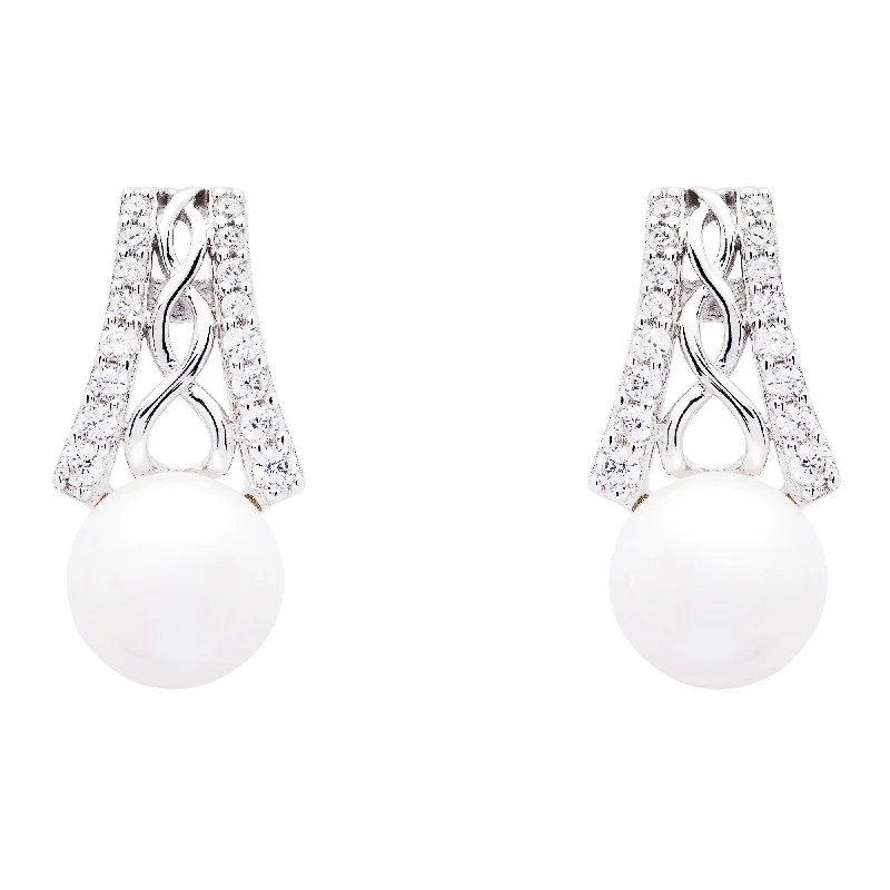 Geometric Drop Earrings For Modern Fashion-Ladies Celtic Knot Sterling Silver Pearl Earrings SE2294