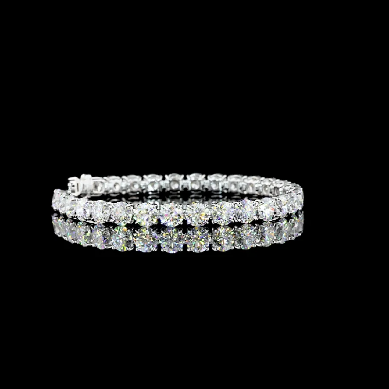 Bracelets With Rhinestones-14K White Gold Lab Grown Round Diamond Tennis Bracelet BC1546