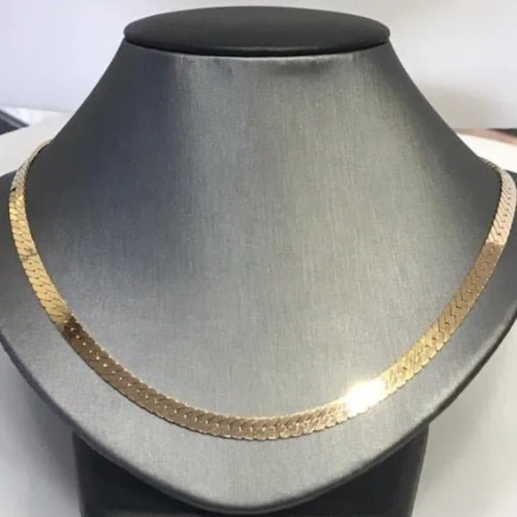 Simple Silver Necklaces For Casual Look-14 Karat Yellow Gold Herringbone Necklace - 18" Long