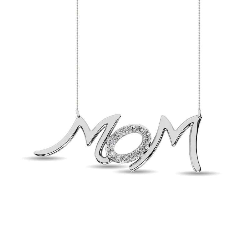 Custom Birthstone Pendant Necklaces For Personalized Style-Diamond 1/20 ct tw  Mom Necklace in Sterling Silver