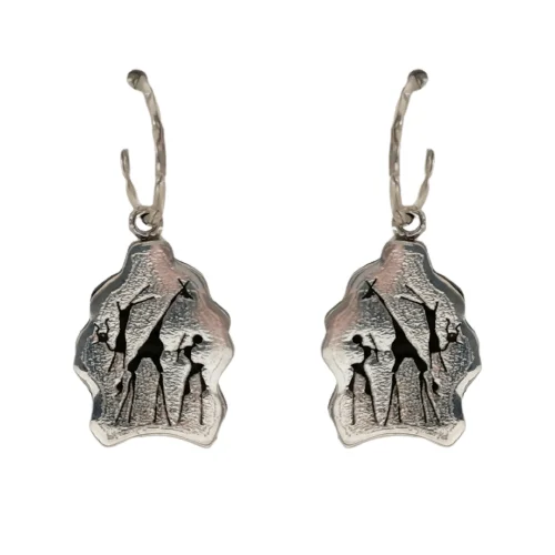 Silver Earrings With Gemstones-Silver Rockart Paw Elephant Hair Earrings