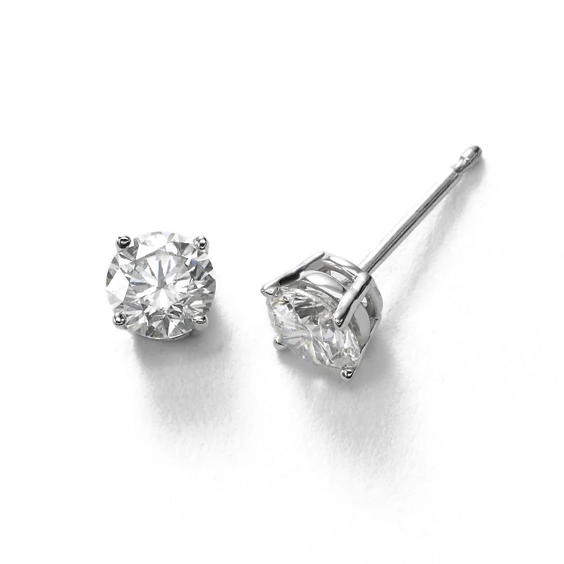 Bold Gold Earrings For Fashion Forward-Diamond Stud Earrings, 1.00 Carat total, H/I-SI1/SI2, 14K White Gold