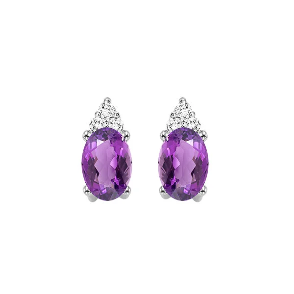 Gold Earrings For Women Of All Ages-10K White Gold Amethyst Diamond Stud Earrings