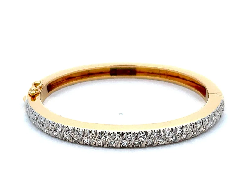 Bangles With Neon Colors-Pave Diamond Hinged Bangle in 14k Yellow Gold