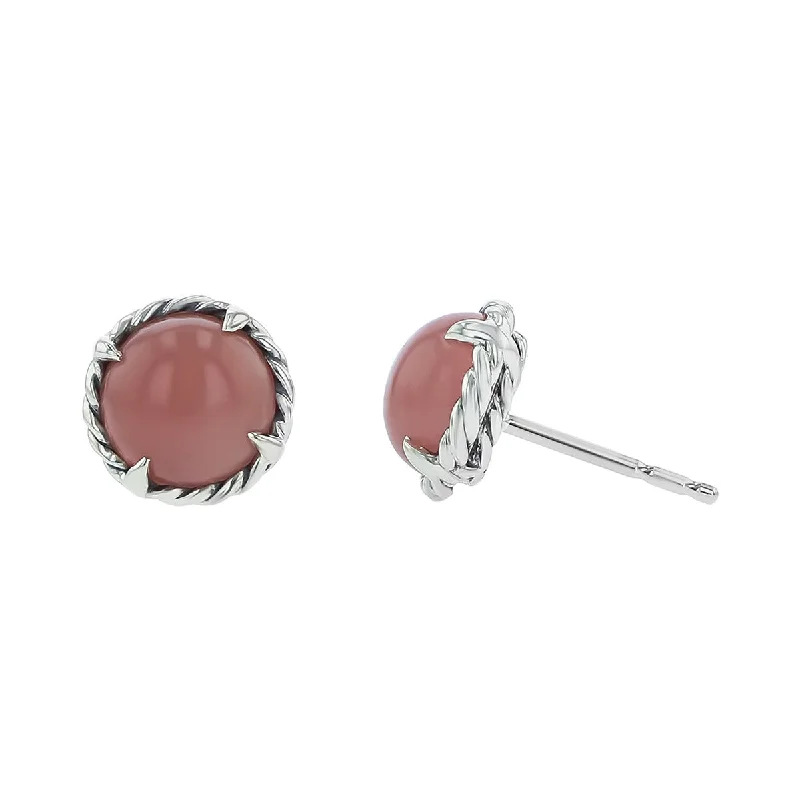 Cute Stud Earrings For Kids-David Yurman Chatelaine Earrings with Chalcedony