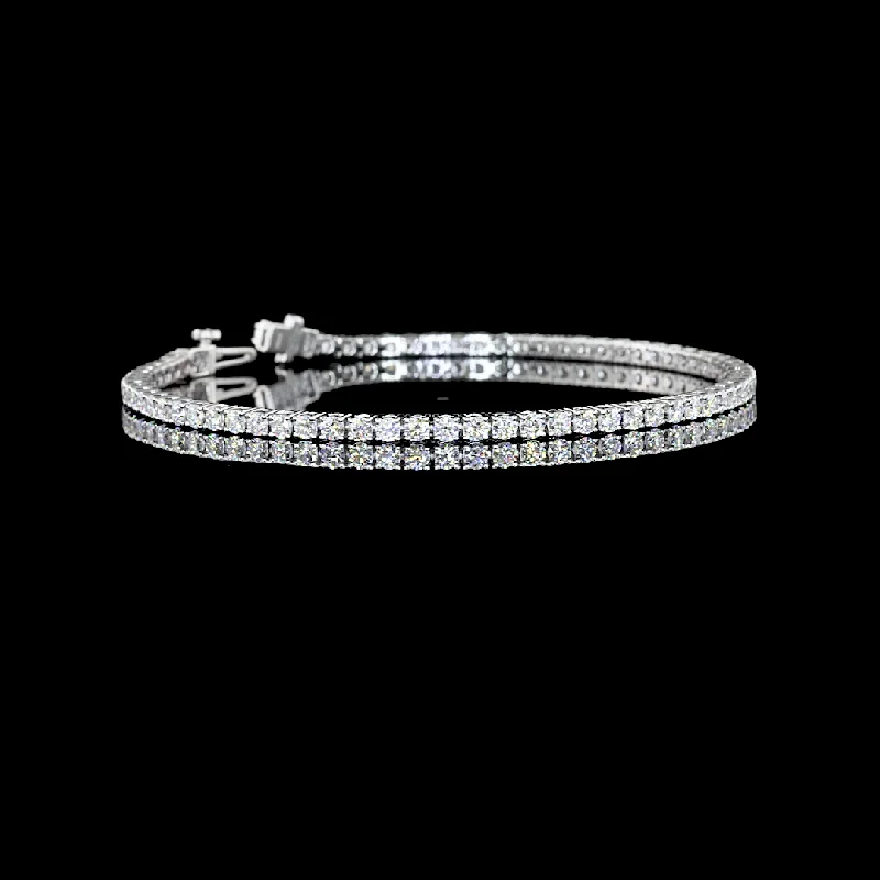 Bracelets With Platinum Coating-14K White Gold  Lab Grown Round Diamond Tennis Bracelet BC1099