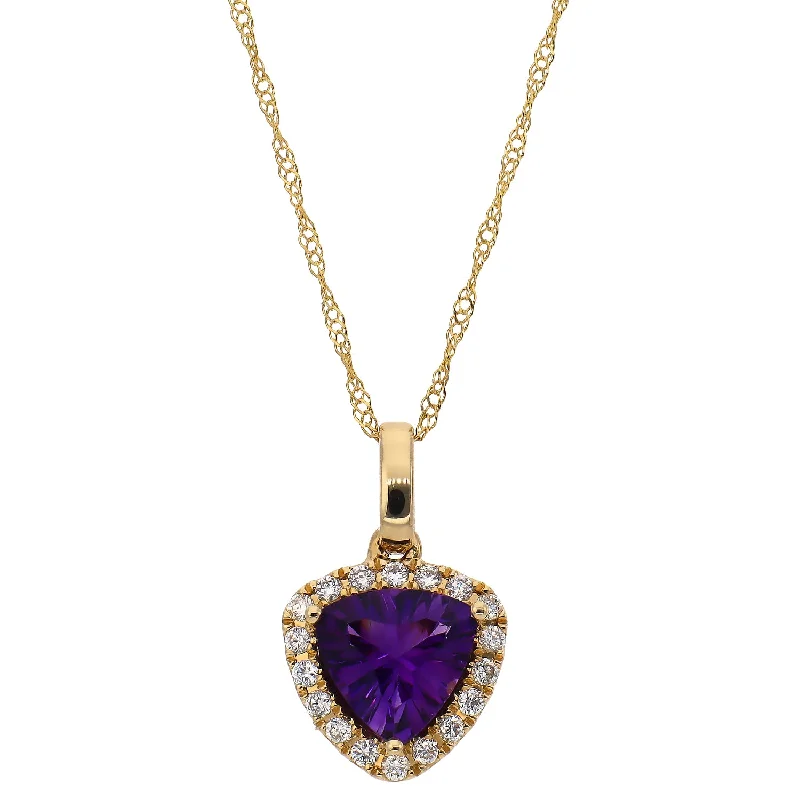 Beautiful Long Pendant Necklaces For Fashionistas-14K Yellow Gold Amethyst and Diamond Necklace