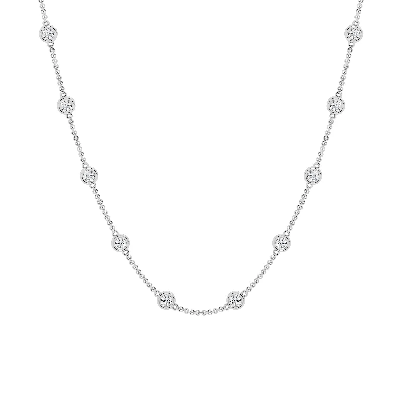 Sparkling Diamond Chain Necklaces For Elegant Look-4.00 cttw Lab Diamond by the Yard Necklace set by Mercury Rings