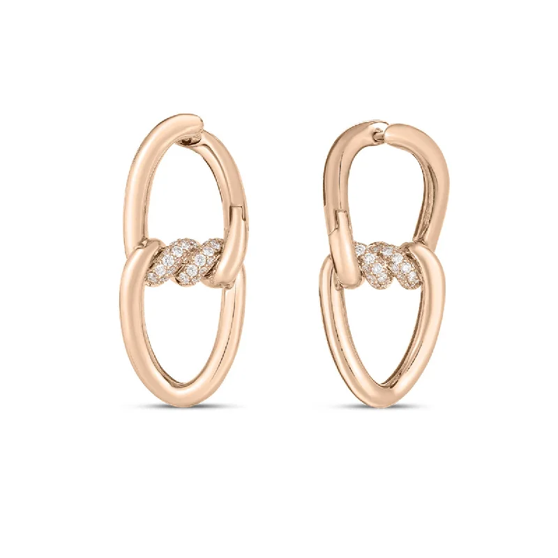 Simple Earrings For Everyday Wear-Cialoma 18K Rose Gold Diamond Earrings