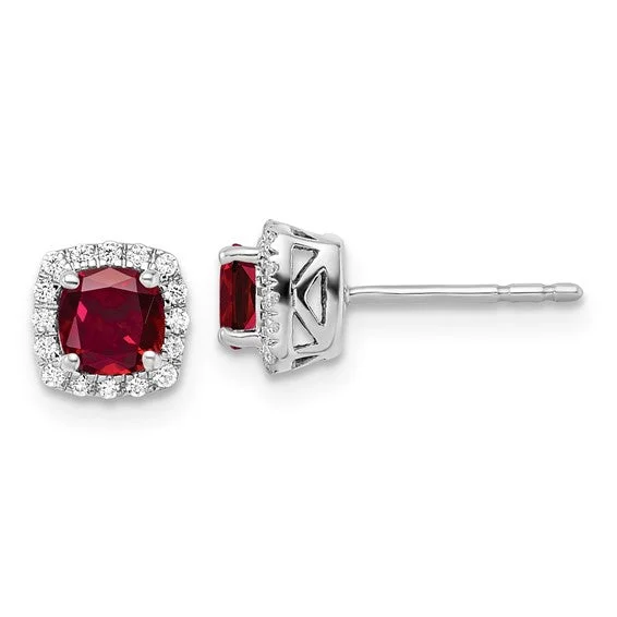 Long Tassel Earrings For Stylish Look-Created Ruby and Diamond Earrings in 10 Karat White Gold