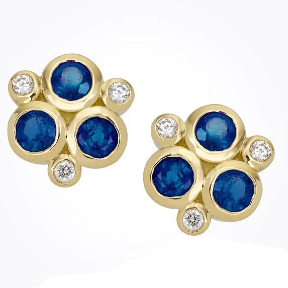 Modern Drop Earrings For Work Style-Classic Trio Sapphire and Diamond Earrings