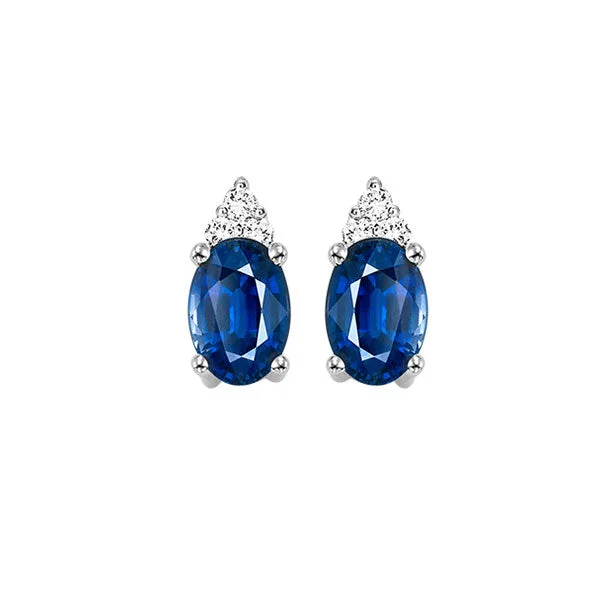 Elegant Silver Earrings For Special Occasions-10K White Gold Sapphire Diamond Stud Earrings